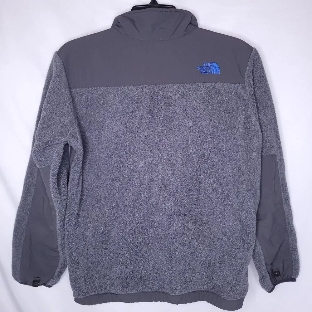 Boys North Face Fleece Jacket Large Gray Full Zip Denali